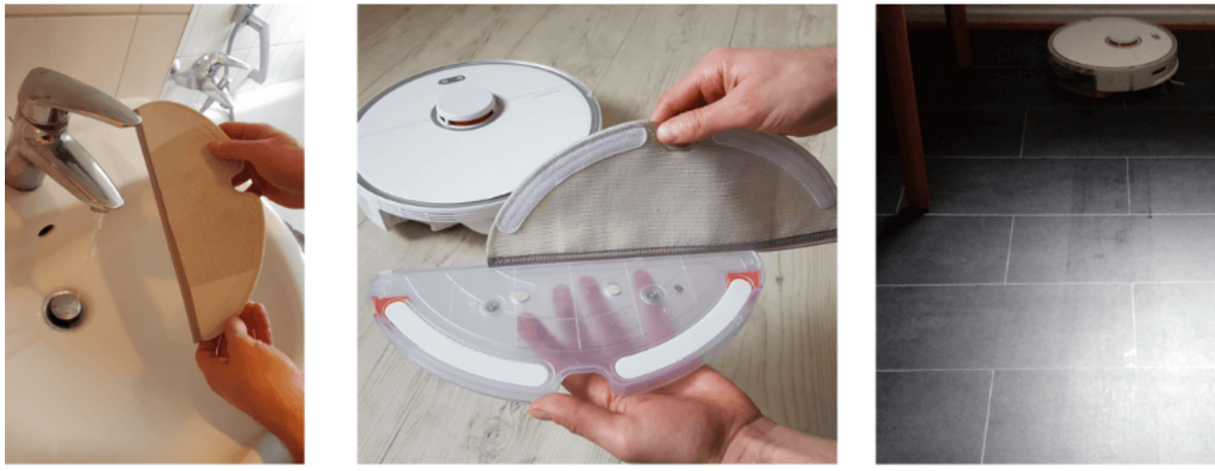 Dampening the mop before the cleaning trip